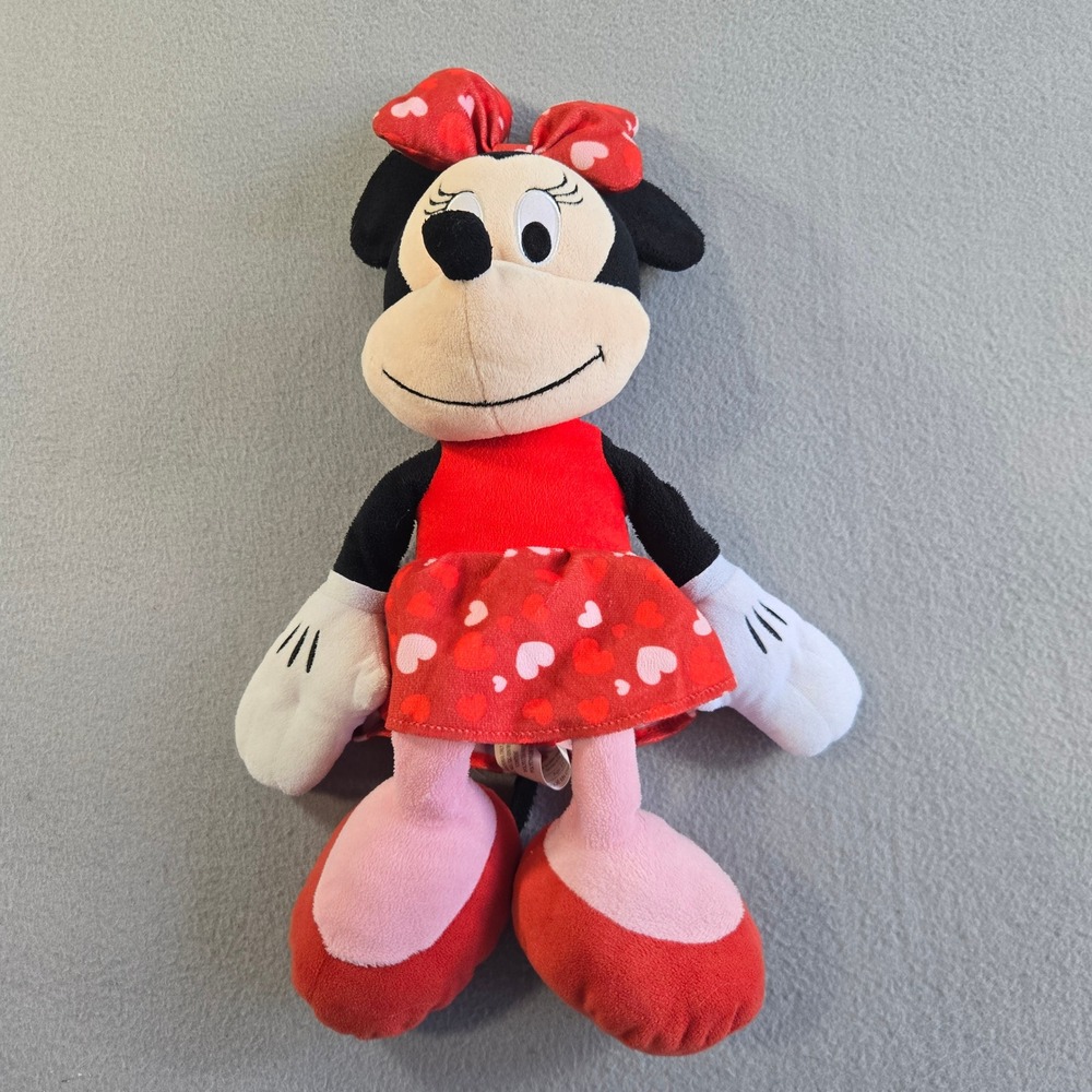 Disney Minnie Mouse Plush Toy Unisex 18" Red Heart Dress Valentine Bow